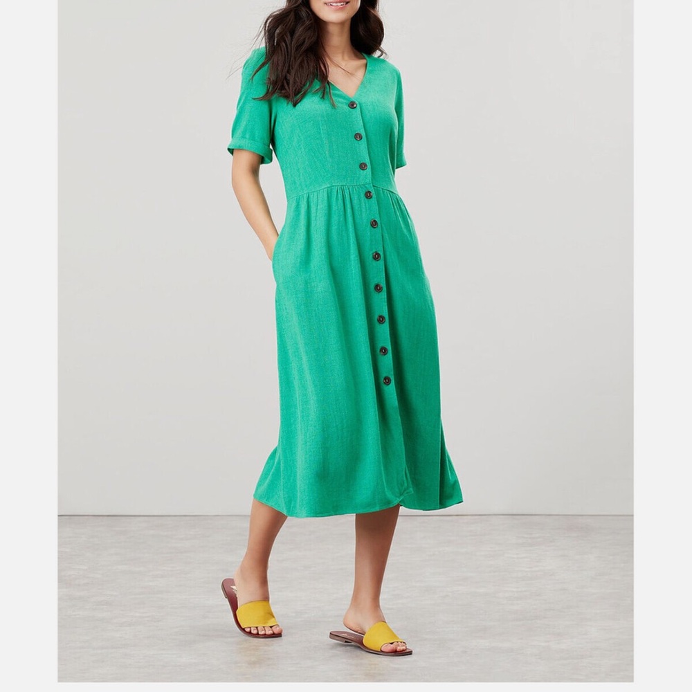 Green Button-Down Midi Dress